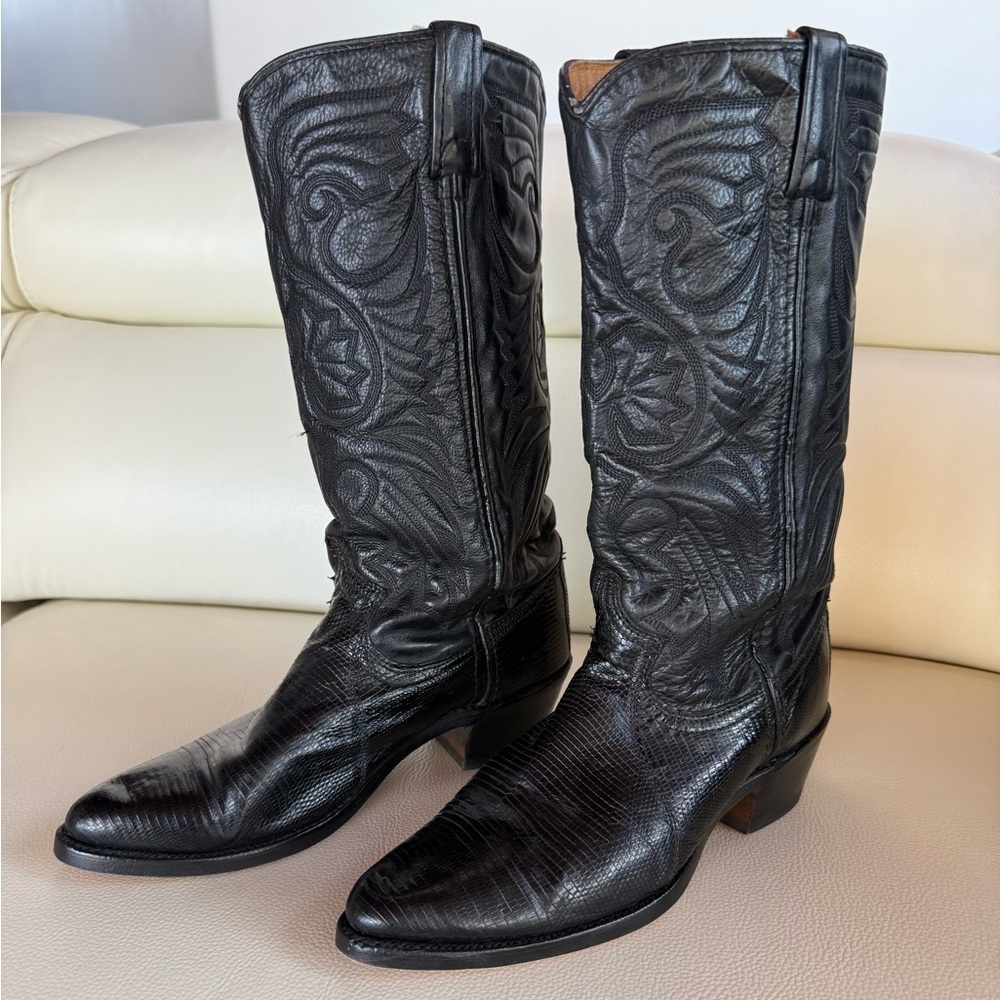 Black Leather Cowboy Boots